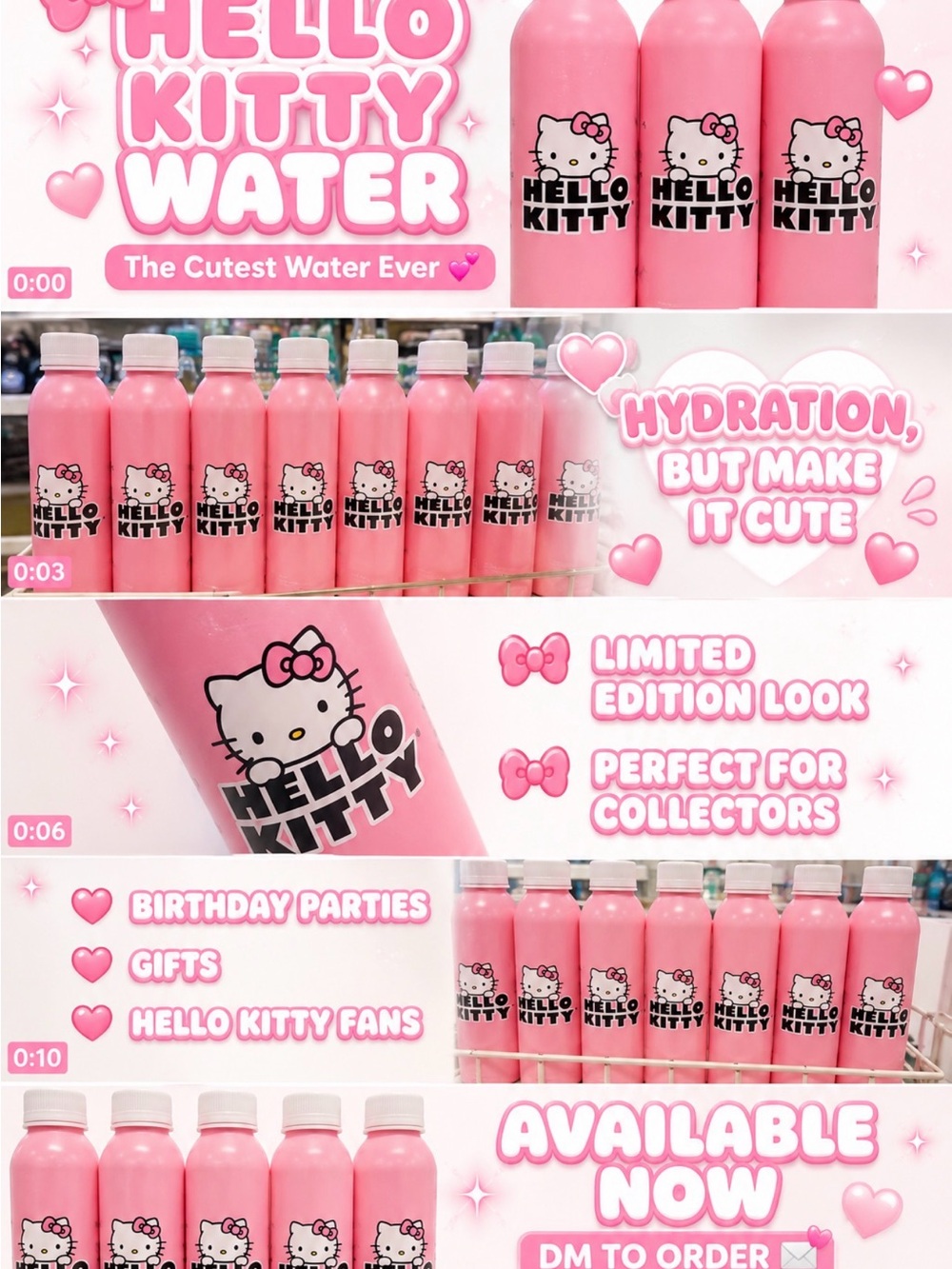 Hello Kitty Pink Water Bottle with Black Logo